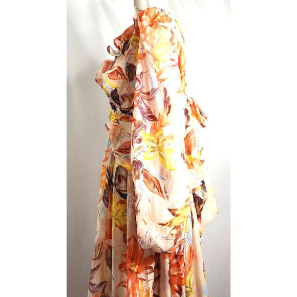 Bump Biddy Maternity Maxi Dress Size L Floral Tie Back Cottage Chic Open Waist - Picture 13 of 16